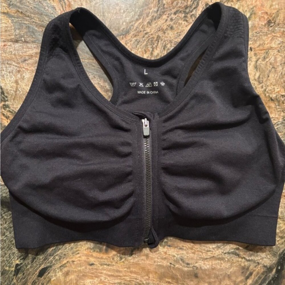Black Zip-Front compression post surgery Bra